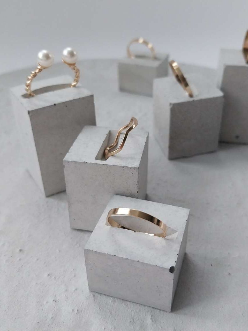 Beton Würfel Ringhalter, Treppendisplay für Schmuck Beton Würfel Ringhalter, Treppendisplay für Schmuck