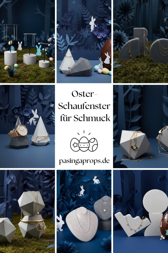 Schaufenster-Dekoration zu Ostern für Schmuckdesigner Schaufenster-Dekoration zu Ostern für Schmuckdesigner
